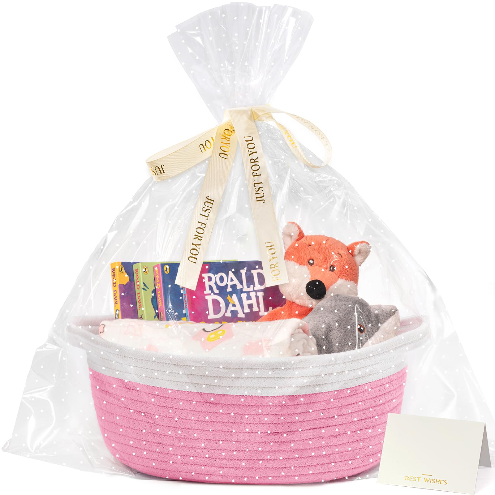 Chicvita Pink Baskets For Gifts Empty, Small Woven Basket For Storage, Baby Gift Basket For Diapers, Storage Basket For Dogs, Ca