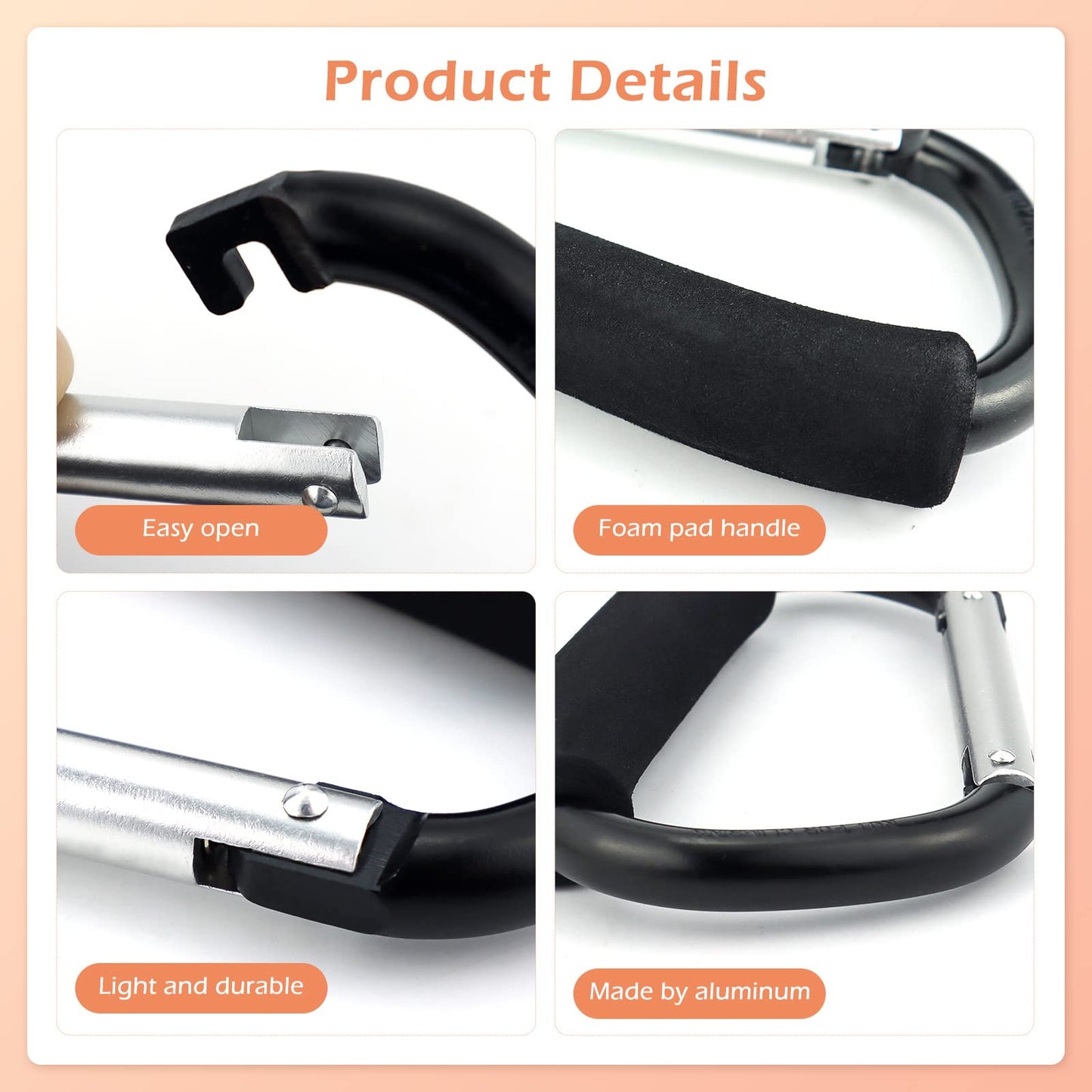 Jialeey Grocery Bag Shopping Bag Holder Handle Carrier Tool Multi Purpose Snap Hook Stroller Hook Set Organizer Accessories With