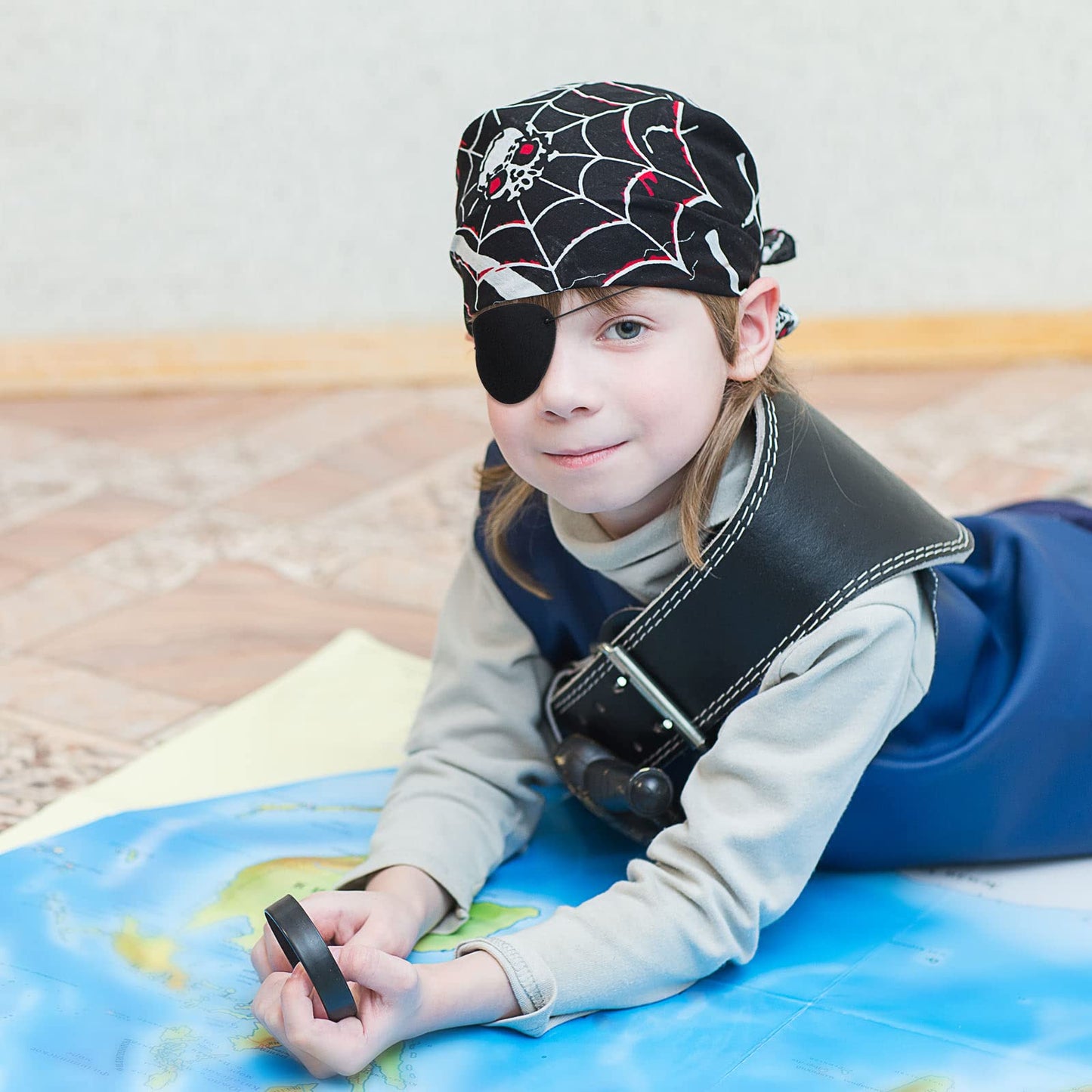 Chivao 72 Pieces Pirate Eye Patches For Adults Black Felt One Eye Skull Captain For Pirate(Simple Style)