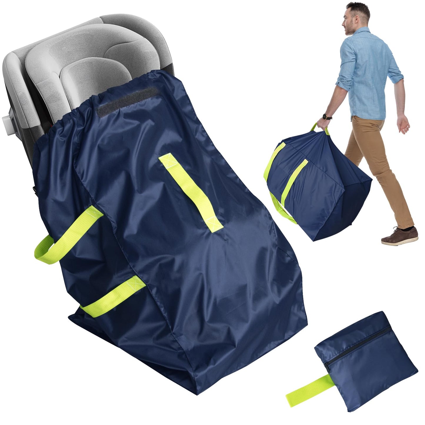 Car Seat Travel Bag for Airplane, Water-Resistant Gate Check Bag with Adjustable Carry Straps, Universal Fit, Durable Carseat Co