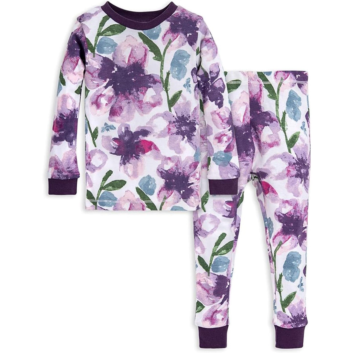 Burt'S Bees Baby Baby Girls Pajamas, Tee And Pant 2-Piece Pj Set, 100% Organic Cotton Pajama Set, Purple Watercolor Daylily, 4T