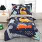 Wowelife Toddler Bedding Sets For Boys, Premium 4 Piece Dinosaur Toddler Comforter Set, Blue Grey Toddler Bed Set, Super Soft An
