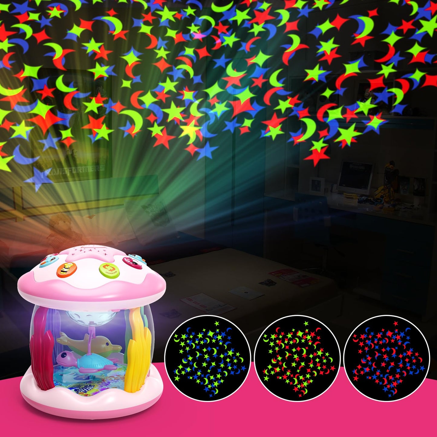 Letapapa Baby Toys 6 to 12 Months, 4 in 1 Ocaen Rotating Projector, Tummy Time Light Up Musical Toys for 6 7 8 9 12-18 Months, E