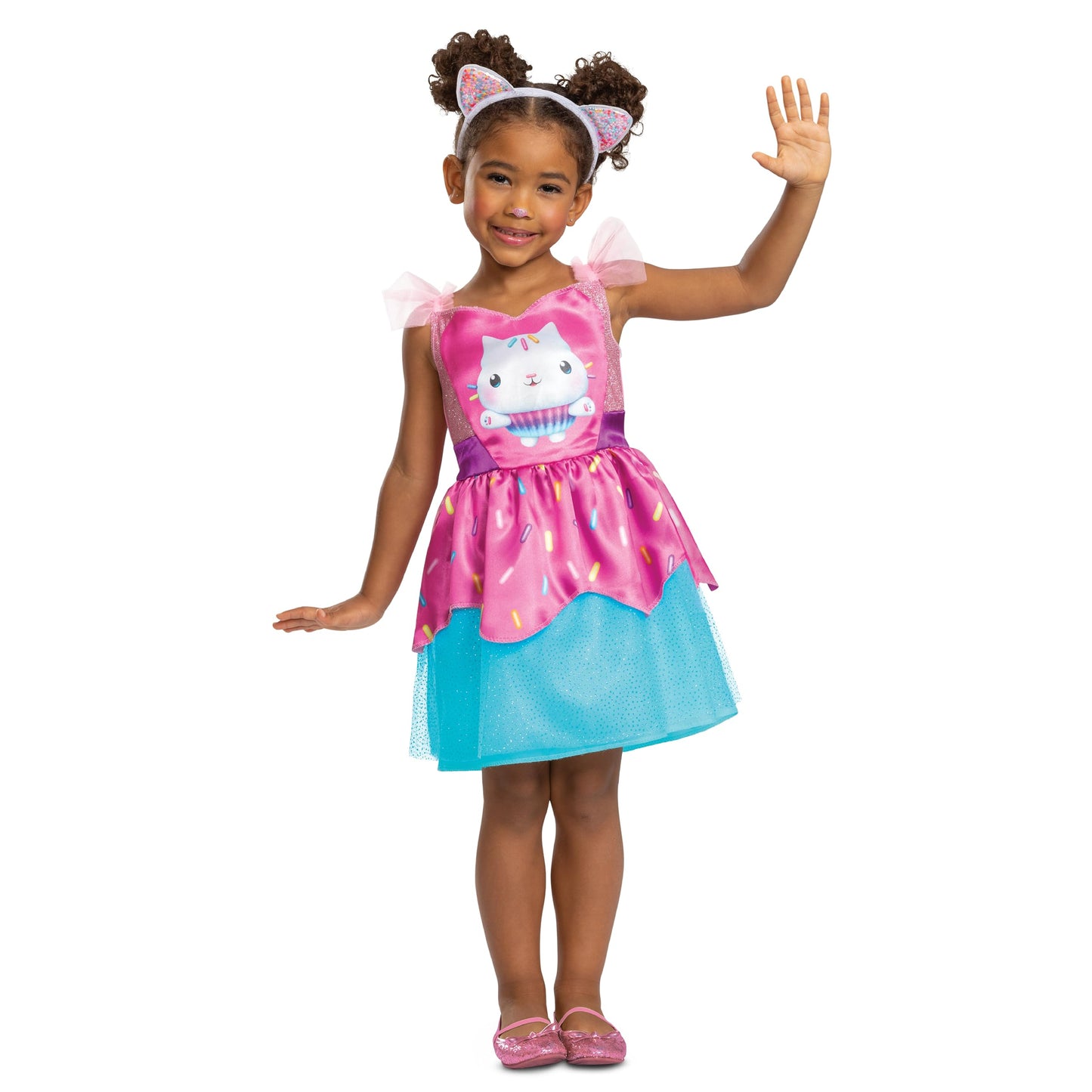 Cakey Cat Costume for Kids, Official Gabbys Dollhouse Costume and Cat Ears Headband, Toddler Size Large (4-6x)