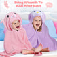 Preboun 2 Pcs Kid Hooded Bath Towel Toddler Towel 27.5 X 55'' Large Hooded Towel For Kids 3-10 Yrs Wrap Bathrobe Boy Girl(Light