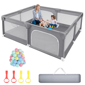 Sour Lemon Baby Playpen 79X71 Inch Extra Large Playpen For Babies And Toddlers, Baby Fence Play Pen Yard With Safety Gate Fence
