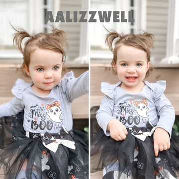 Aalizzwell 3-6 Months Baby Girls Halloween Outfit Infant 1St Halloween My Tulle Skirt Ghost Boo Clothes With Leg Warmers Clothin