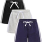 Gfqlong Toddler Boys Girls 3 Pack Cotton Running Athletic Shorts,Kids Summer Casual Fashion Soccer Shorts, Grey+Navy Blue+Black