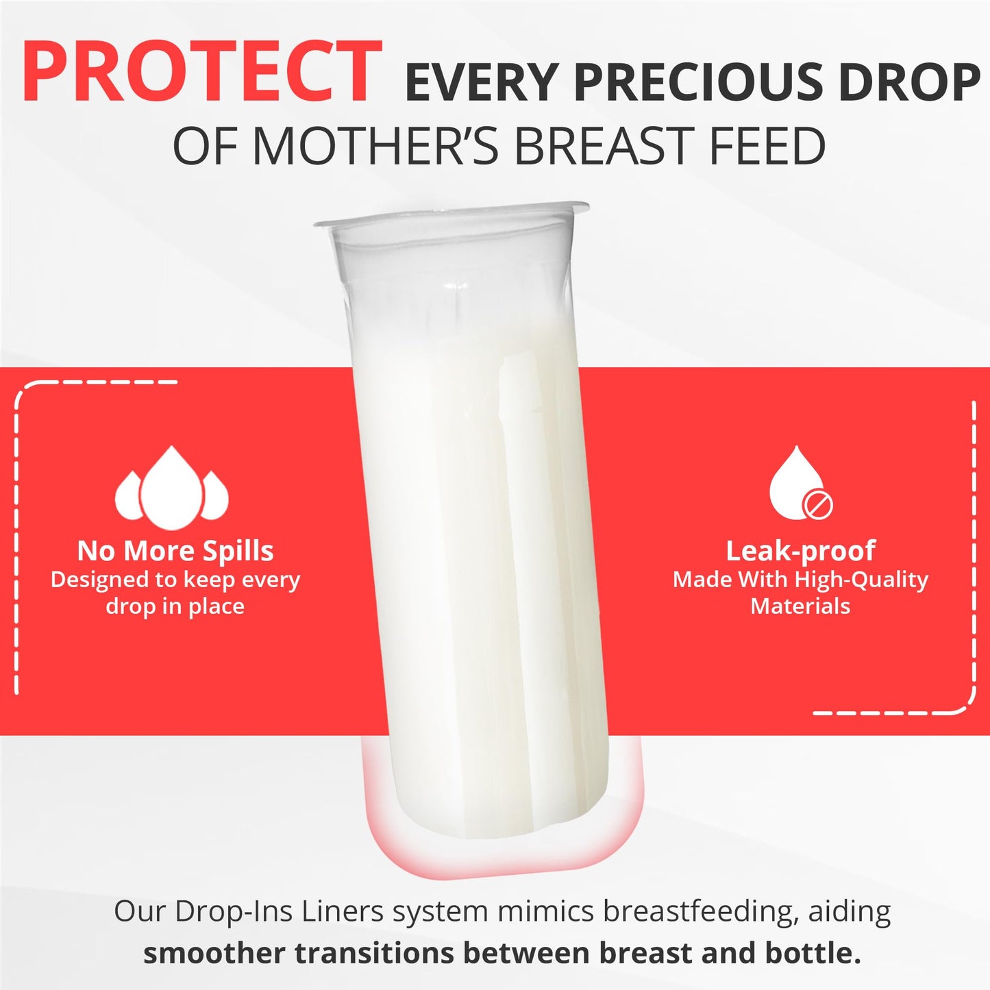 Playtex Baby Nurser Pre-Sterilized Disposable Drop-Ins Bottle Liners, Anti-Colic, Gas Reduction, Closer To Breastfeeding, 8 Oz,