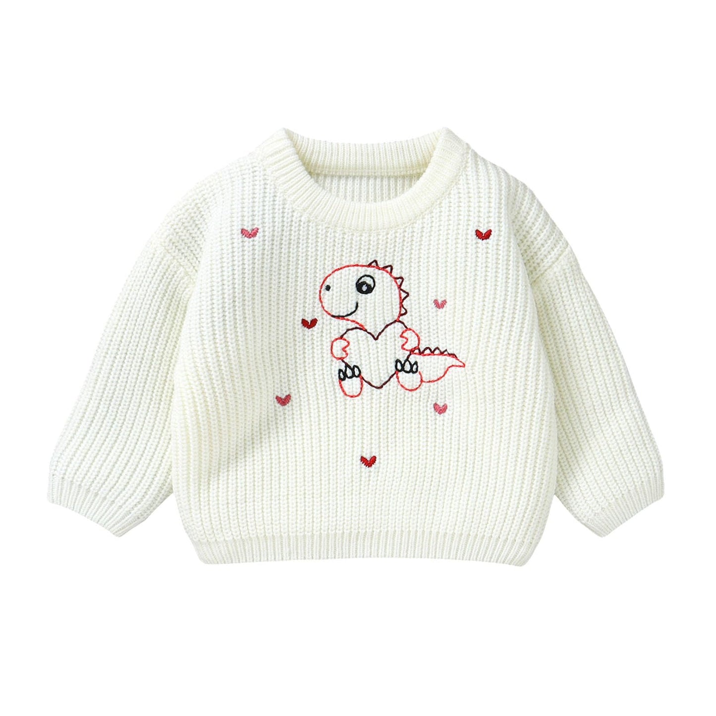 Ayalinggo Valentines Baby Girl Boy Outfit Toddler Knit Sweater Long Sleeve Crewneck Sweatshirt St Patricks Day Clothes (White Di
