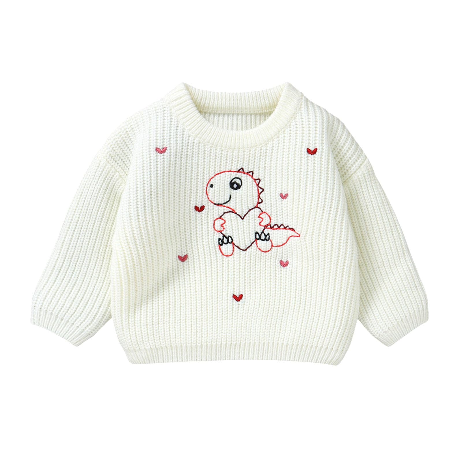 Ayalinggo Valentines Baby Girl Boy Outfit Toddler Knit Sweater Long Sleeve Crewneck Sweatshirt St Patricks Day Clothes (White Di