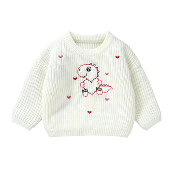 Ayalinggo Valentines Baby Girl Boy Outfit Toddler Knit Sweater Long Sleeve Crewneck Sweatshirt St Patricks Day Clothes (White Di