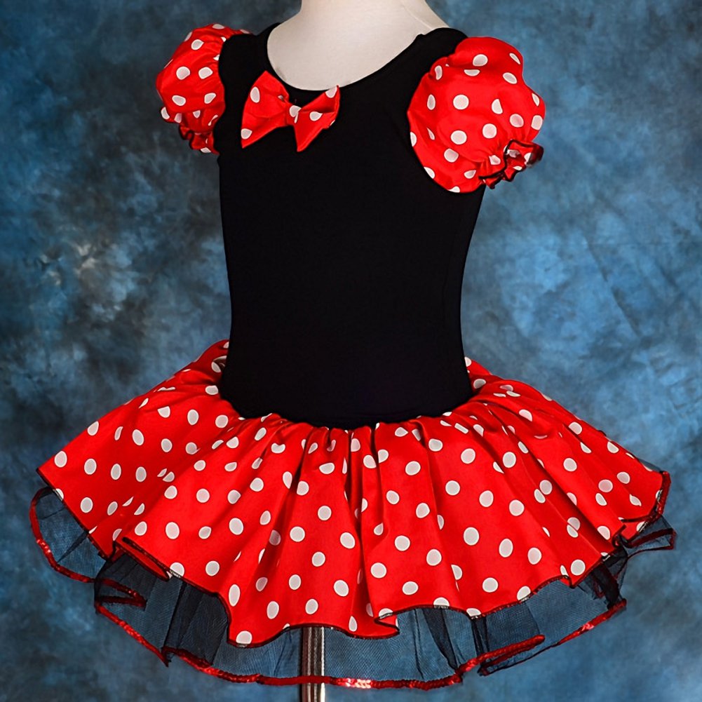 Dressy Daisy Girls' Polka Dots Halloween Christmas Fancy Dress Dance Costume With Headband Size 6-7 Red & Black