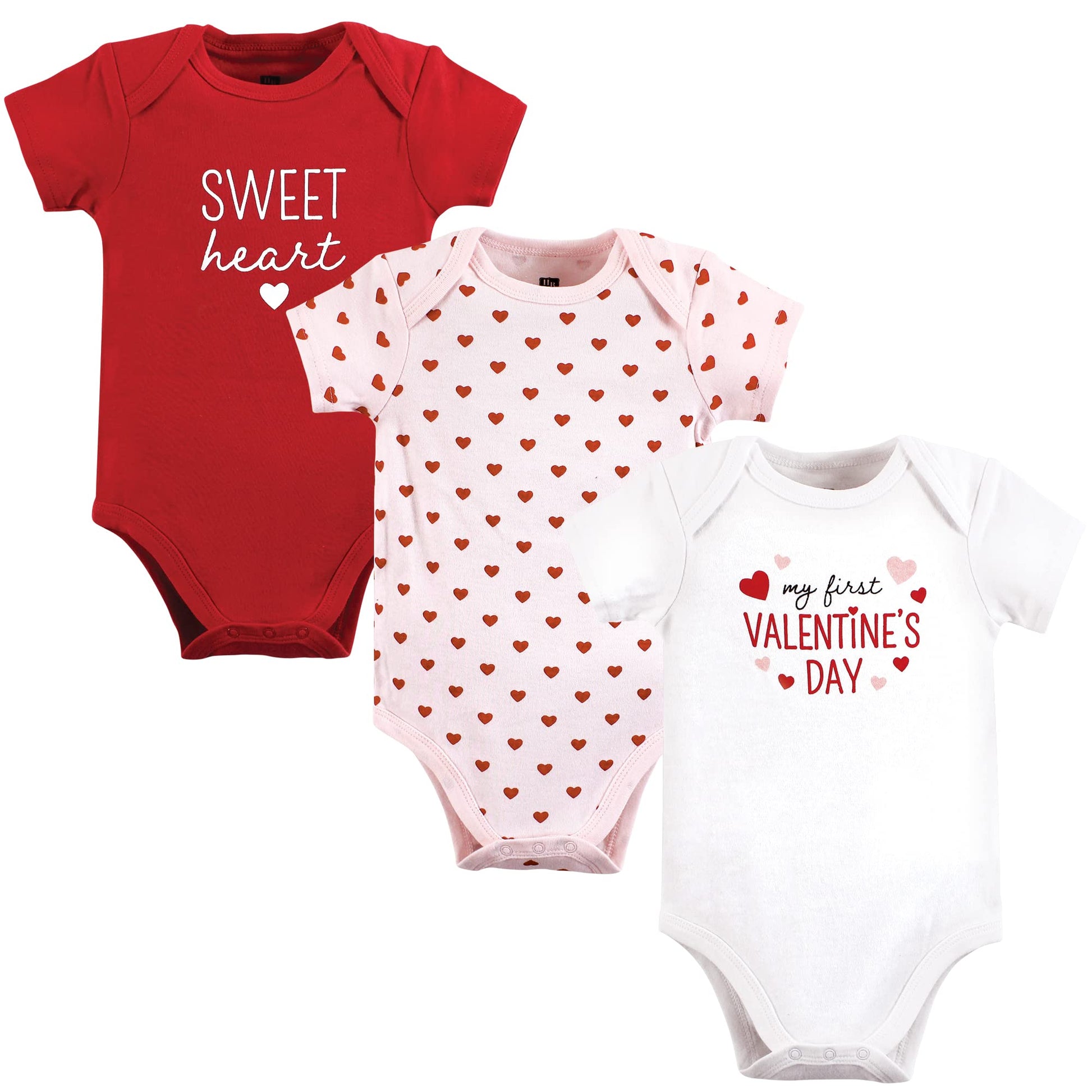 Hudson Baby Unisex Baby Cotton Bodysuits, Valentine Sweetheart, 3-6 Months