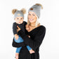 Funky Junque Baby Girl Winter Hat Double Pom Pom Beanie For Infants - Heather Grey
