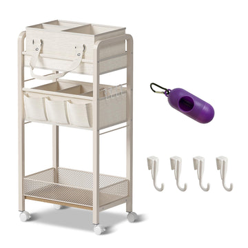 JRANBRJS Baby Diaper Caddy Organizer and Storage,2In1 Baby Cart Organizer-Baby Diaper Caddy+3 Tier Rolling Cart for Baby Nursery