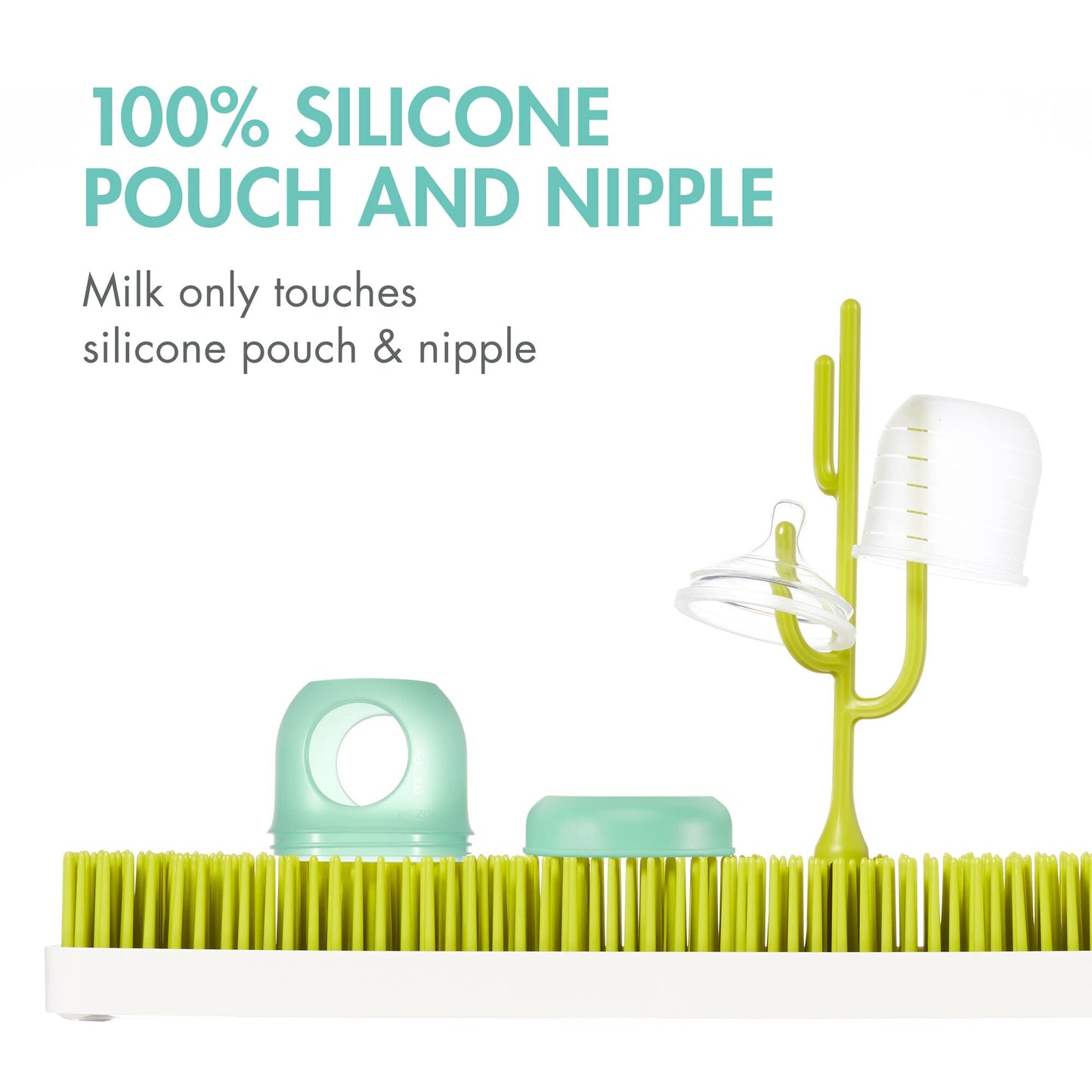 Boon Nursh Reusable Silicone Baby Bottles With Collapsible Silicone Pouch Design - Everyday Baby Essentials - Stage 2 Medium Flo