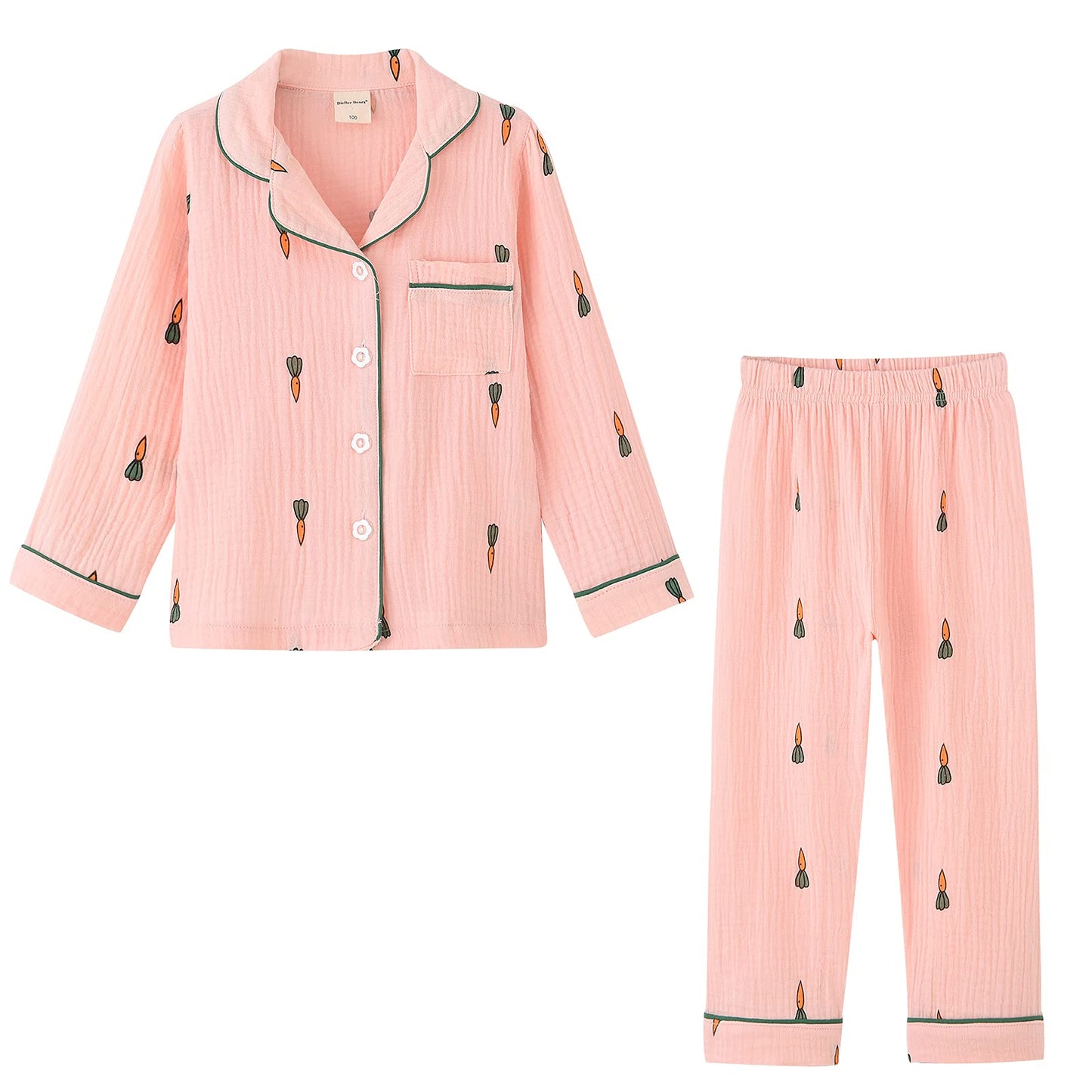 Toddler Baby Girl Pajama Set, Boys Long Sleeve Sleepwear 2 Piece Pjs Set for Kid Cotton Loungewear (3T7T), Light Pink Carrot, 4