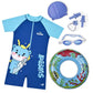 Rar Sports 6In1 Kids Swimming Set | Polyester Swim Suit With Swimming Cap, Goggles, Nose Clip, Ear Plugs & Inflatable Swim Rin