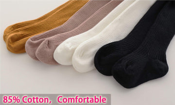 Cecorc Newborn Cotton Seamless Cable Knit Tights - 4 Pack, 0-6 Months, White+Black+Lightpink+Ginger