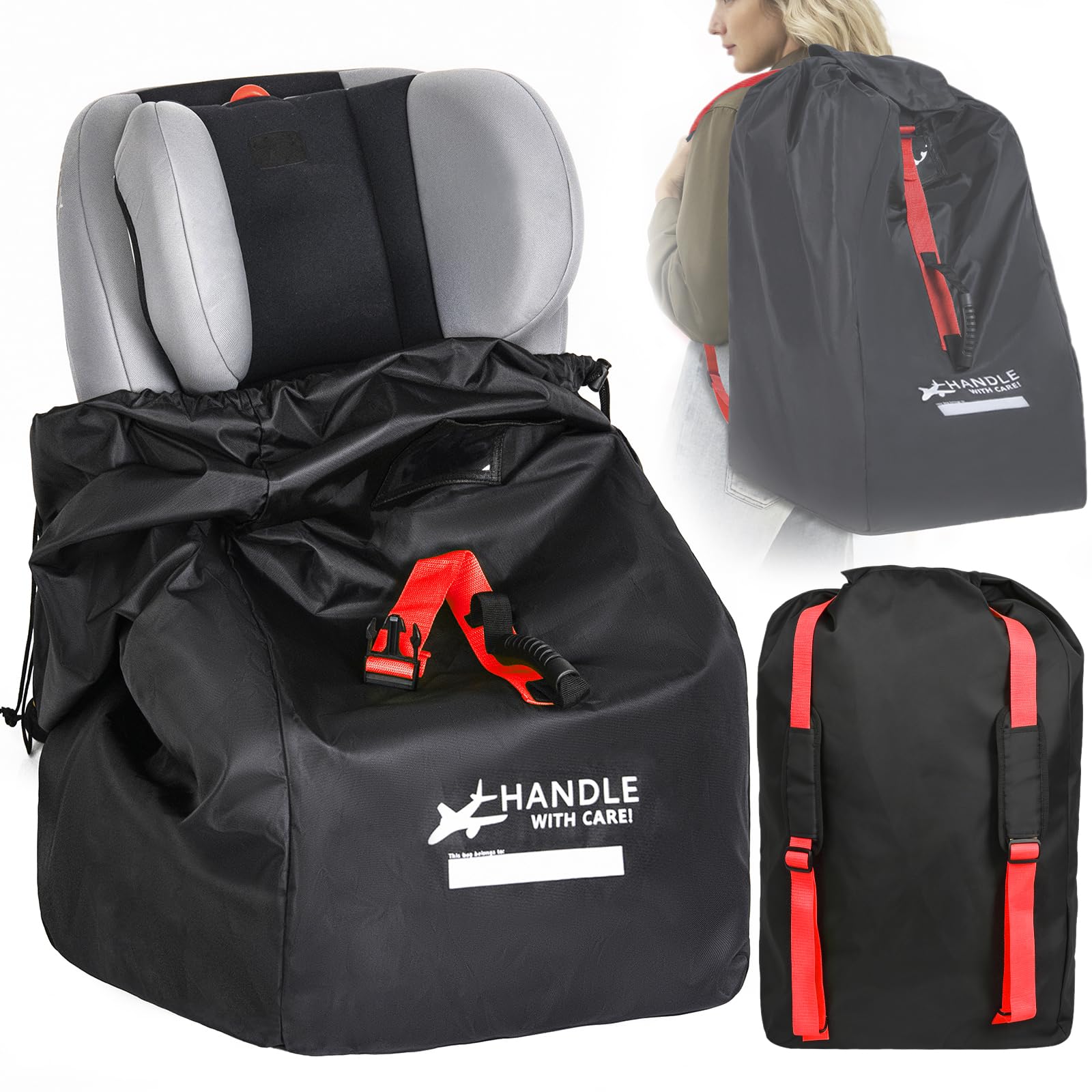 Car Seat Travel Bag for Airplane backpack with padded shoulder straps, Large Waterproof Car Seat Bags Fits Most Infant Car Seats