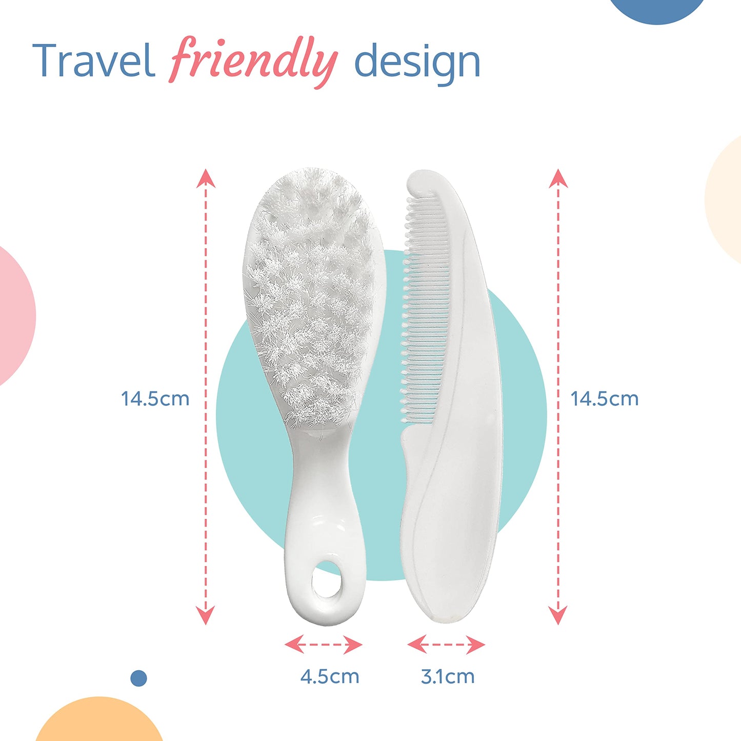 Luvlap Elegant Baby Hair Brush And Comb Set, 0M+ (White)