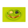 Ezpz Happy Mat - 24 Months+ (Lime) - 100% Silicone Suction Plate With Built-In Placemat For Toddlers + Preschoolers - Divided To