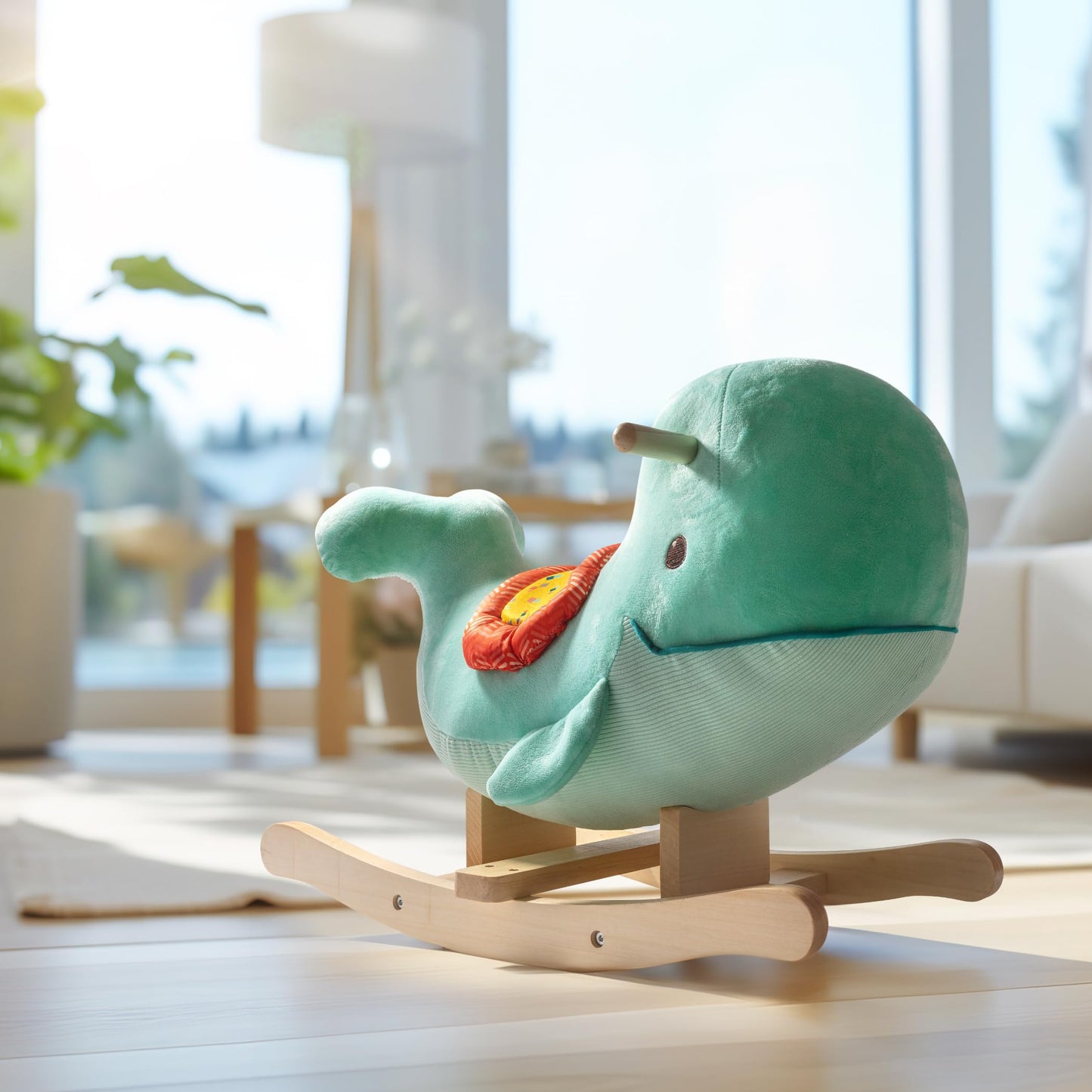 B. toys- Whale Rocker - Echo- Whale Rocking Toy - Wooden Ride-On - Classic Toys for Toddlers, Kids - 18 Months +