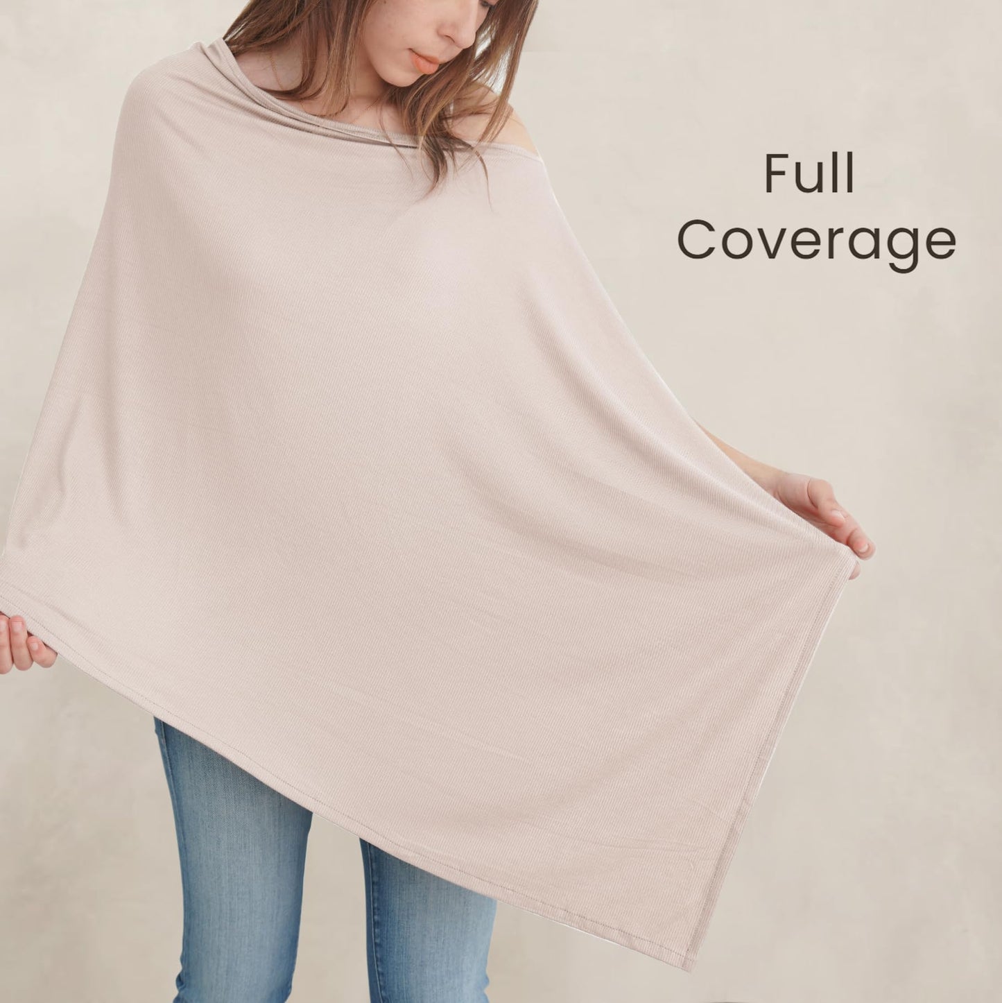 Konssy Knit Nursing Cover For Breastfeeding, 360 Full Privacy Breathable Breastfeeding Cover, Multi-Use Carseat Canopy (Blush Be