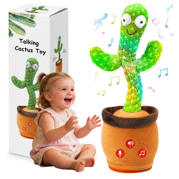 FAYOUCZ Updated Volume Adjustable Dancing Talking Cactus Toy for Baby Toddler, Mimicking Repeating Singing Interactive Cactus To