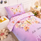 Perfemet Pink Girls Toddler Bedding Set 4 Piece Floral Butterfly Printed Toddler Comforter Set With Sheets Soft Lightweight Tie