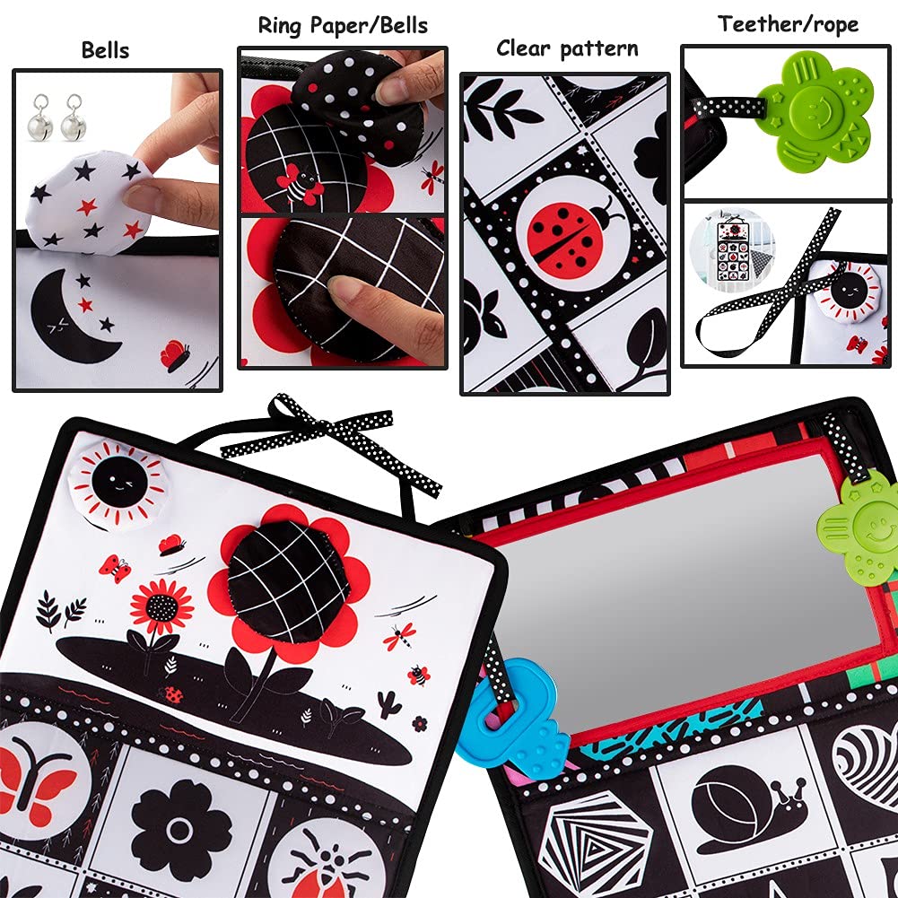 teytoy Tummy Time Mirror Infant Toys Newborn Toys 0-3 Months Brain Developmental Baby Mirror Tummy Time Toys Black and White Hig