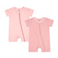 Teach Leanbh Baby Boys Or Girls 2 Pack Pajamas Cotton Short Sleeve Zipper Romper Jumpsuits Sleep And Play 3-24 Months (Pink, 12-