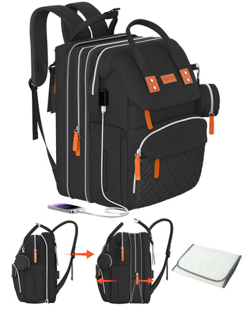Ismgn Extra Large Diaper Bag Backpack, Multifunctional Diaper Bag, Expandable Diaper Bag, Ub Black