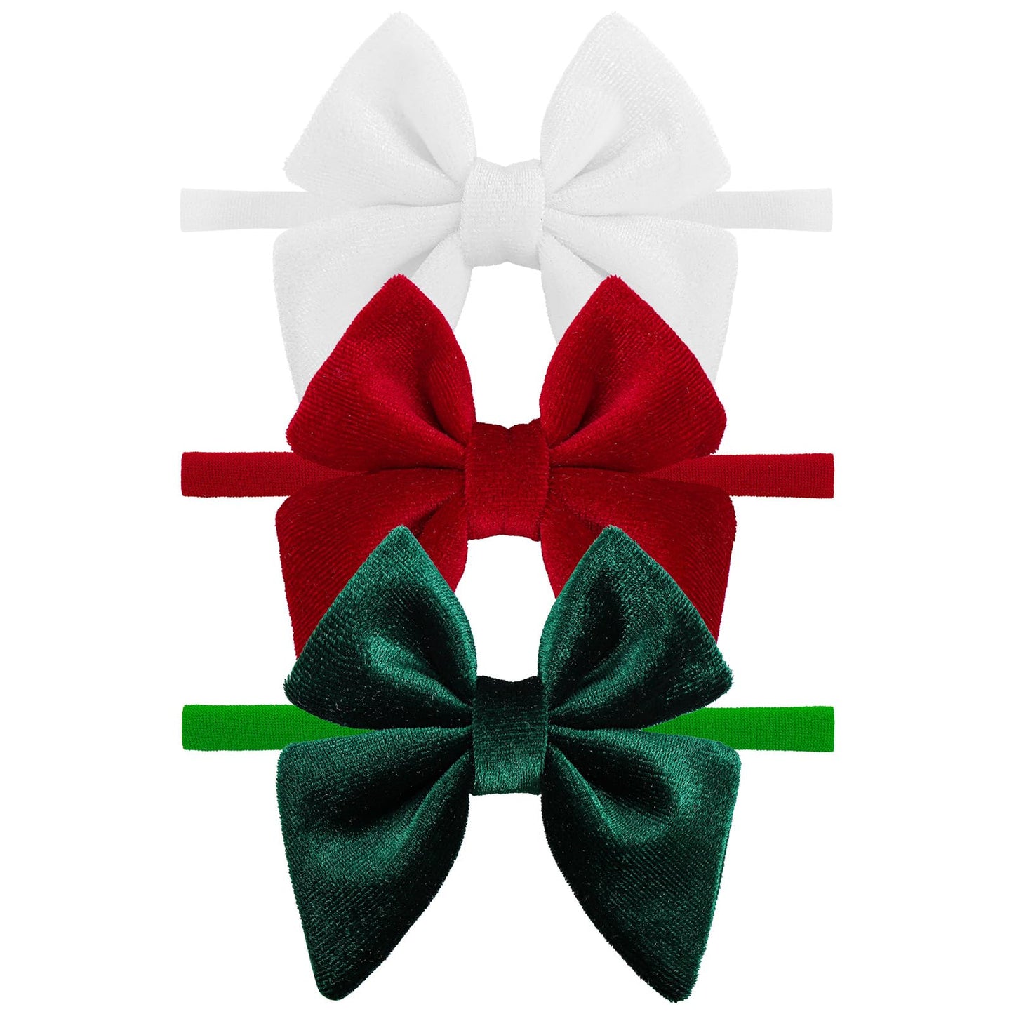 YanJie Christmas Sailor Baby Girls Headbands Bows Newborn Velvet Sailor Bow Nylon Headband Soft Elastic Christmas Hair Bow Acces