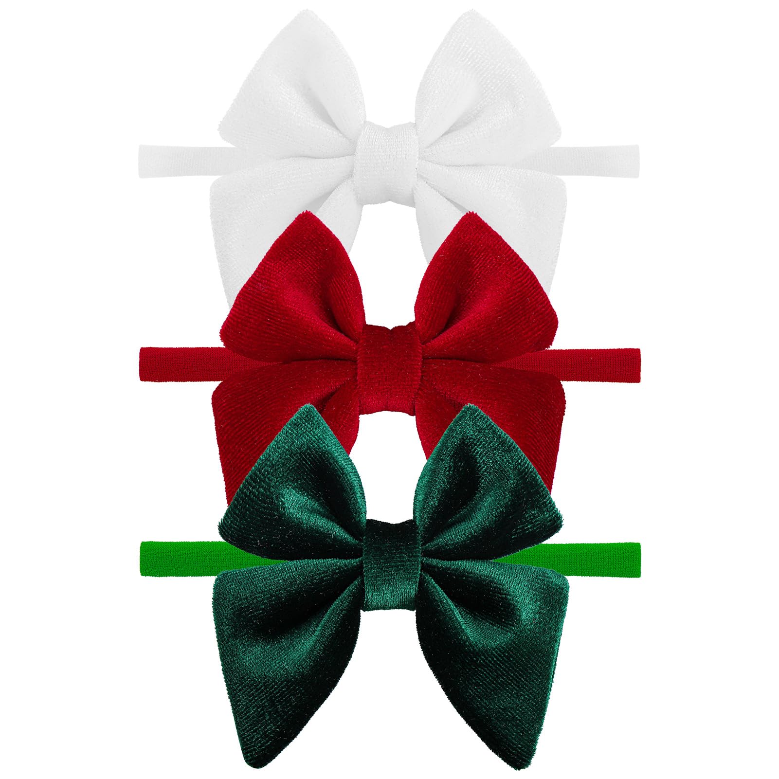 YanJie Christmas Sailor Baby Girls Headbands Bows Newborn Velvet Sailor Bow Nylon Headband Soft Elastic Christmas Hair Bow Acces