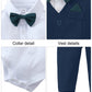 Disaur Baby Boy Clothes Toddler Boy Outfits, 4Pc Gentleman Dress Romper + Vest + Pants + Bow Tie Cotton Suit Set (Navy Blue,3-6