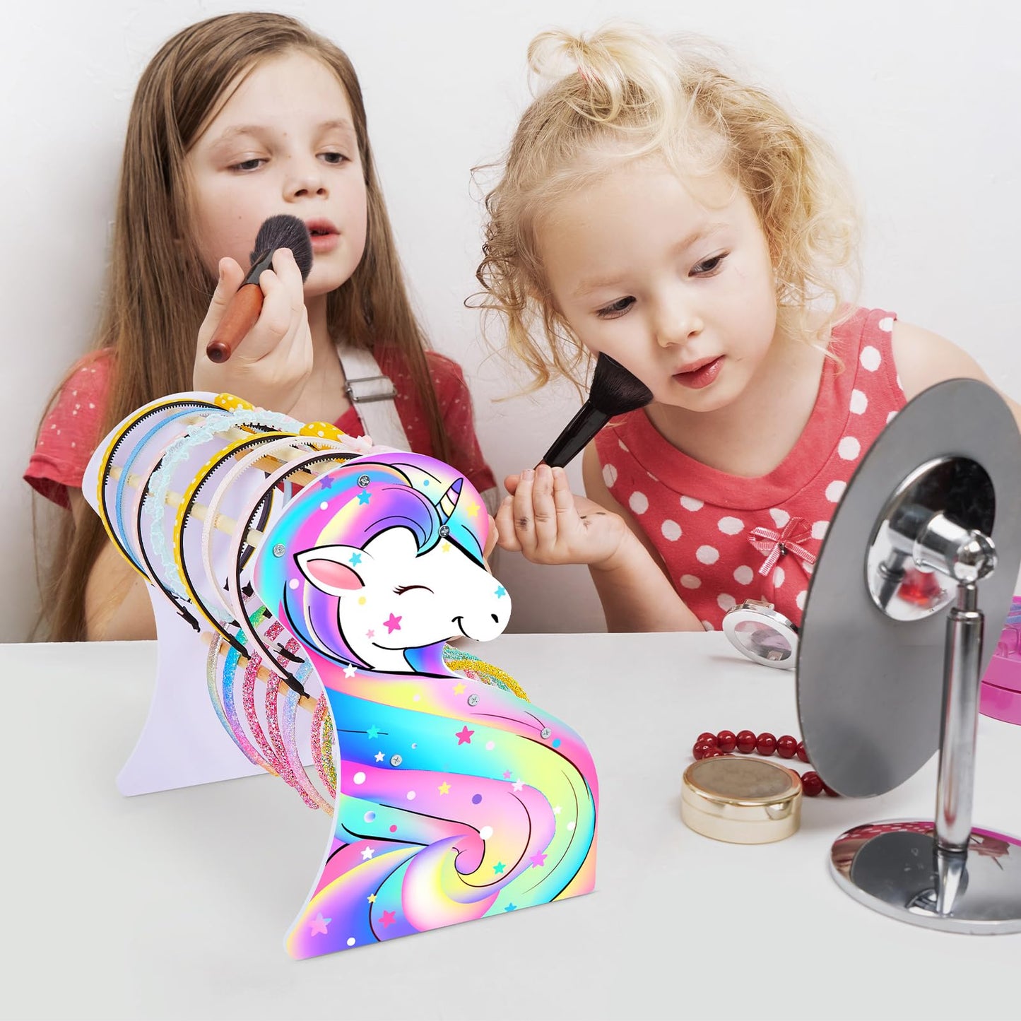 Fiobee Girls Headband Holder Organizer Unicorn Headband Storage Hair Accessories Organizer Hairband Display Stand Home Room Deco