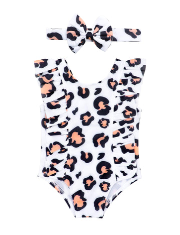 Kangkang Baby Girl Swimsuit 12-18 Months Baby Swimsuit Girl One Piece Swimsuit Swimsuit Baby Girl Sunsuit Leopard Print Ruffled