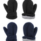 2 Pairs Toddler Mittens Unisex Lined Fleece Gloves Winter Warm Kids Mitten For Baby Boys And Girls Black&Navy
