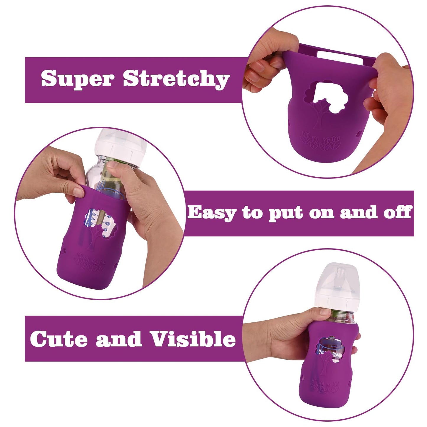 3 Pack Silicone Sleeves For Dr. Brown'S Natural Glass Baby Bottles, Anti Breakage Baby Bottle Holder, Compatible Dr. Brown Wide-