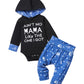 Fommy Baby Boy Clothes 9-12 Months Baby Boy Clothes Letter Print Black Hoodie Blue Pants 2Pcs 3-6 Months Baby Boy Clothes