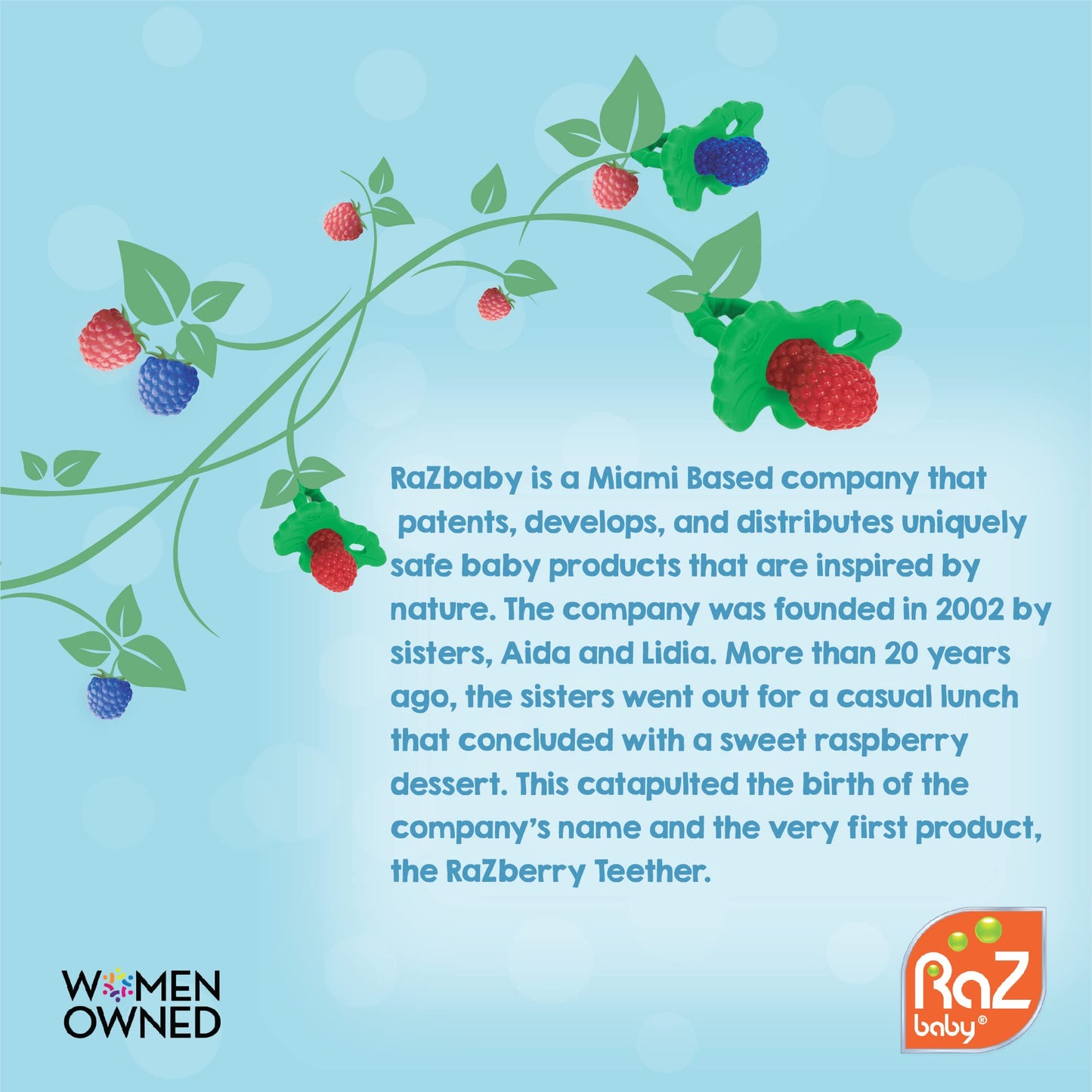 RaZbaby RaZberry Silicone Teether Pacifier - Teething Relief for Infants 3m+, Food-Grade, BPA-Free, Hands-Free, Natural Berrybum