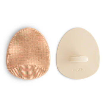 Mushie Baby Bath Cradle Cap Brush | Soft Silicone Bristles For Dry Skin, Eczema, & Cradle Cap Treatment | 2-Pack (Blush/Shifting