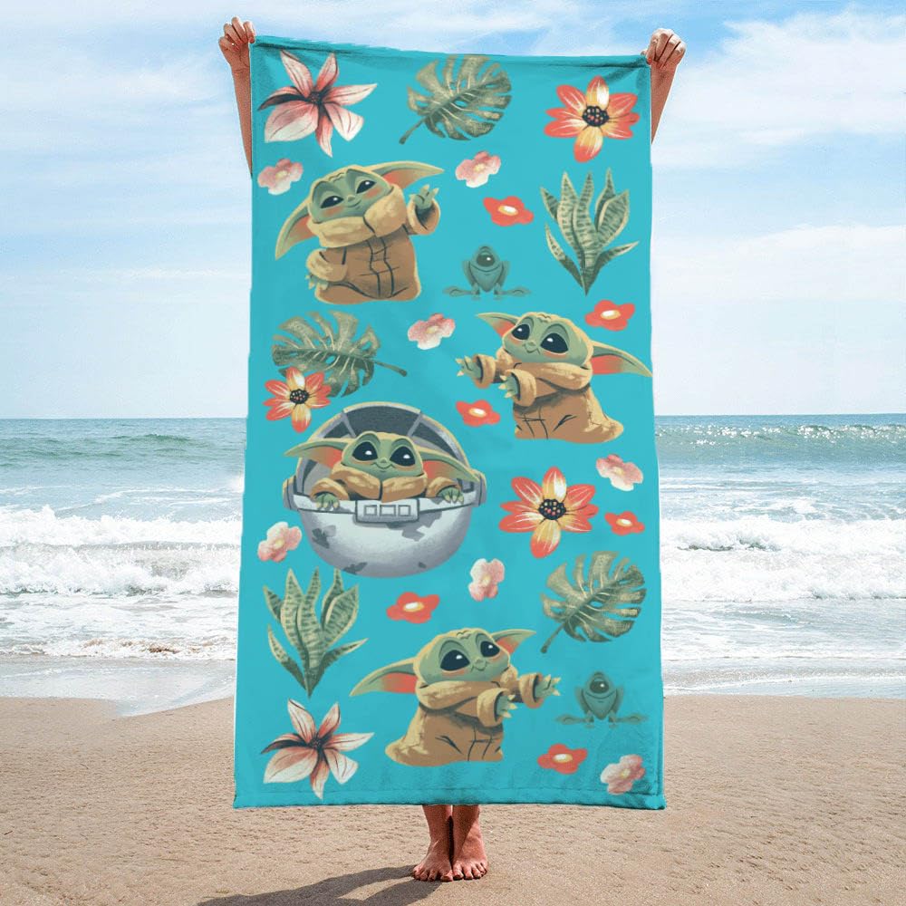 Jay Franco Star Wars The Mandalorian Kids Bath Pool Beach Towel - Super Soft & Absorbent Baby Yoda Grogu 100% Cotton Towel, Meas