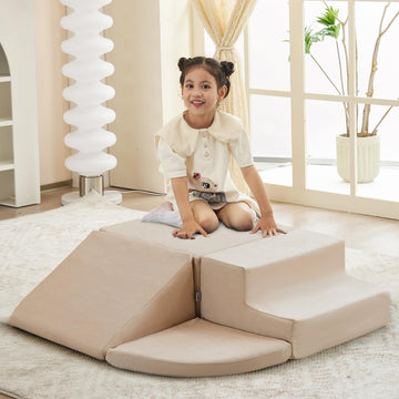 Jela Foam Blocks 4Pcs Soft Play Equipment Luxury Miss Fabric Foam Climbing Blocks For Toddlers Indoor Soft Play Activity Playset