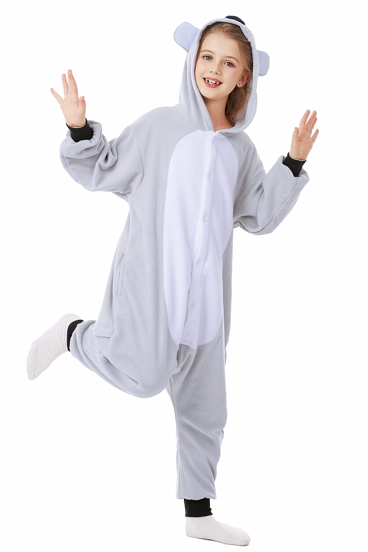 Canasour Koala Onesie Halloween Kids Cosplay Costume Girls Animal Unisex Outfuit One Piece Hooded Farm Soft Pajamas Grey Party 6
