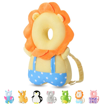 JunNeng Baby Head Protector Backpack, Toddler Walking Fall Head Protection, Yellow Lion Mesh