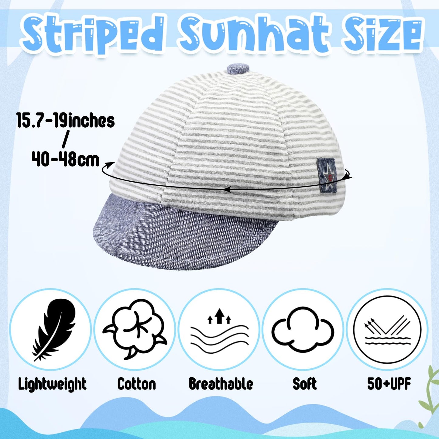Zhanmai 6 Pieces Baseball Cap Adjustable Striped Bear Sunhat Baseball Hats Soft Cotton Hat Cute Lovely