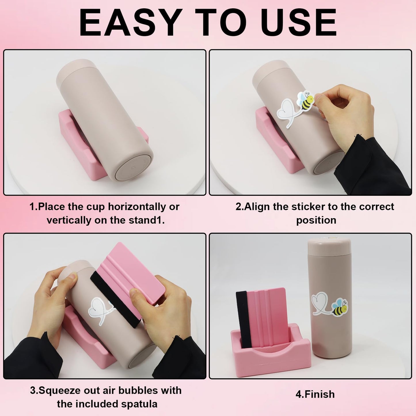Silicone Cup Cradle Silicone Cup Cradle With Built-In Slot Anti-Skidding Tumbler Stand Cup Holder For Tumblers With Felt Squeege